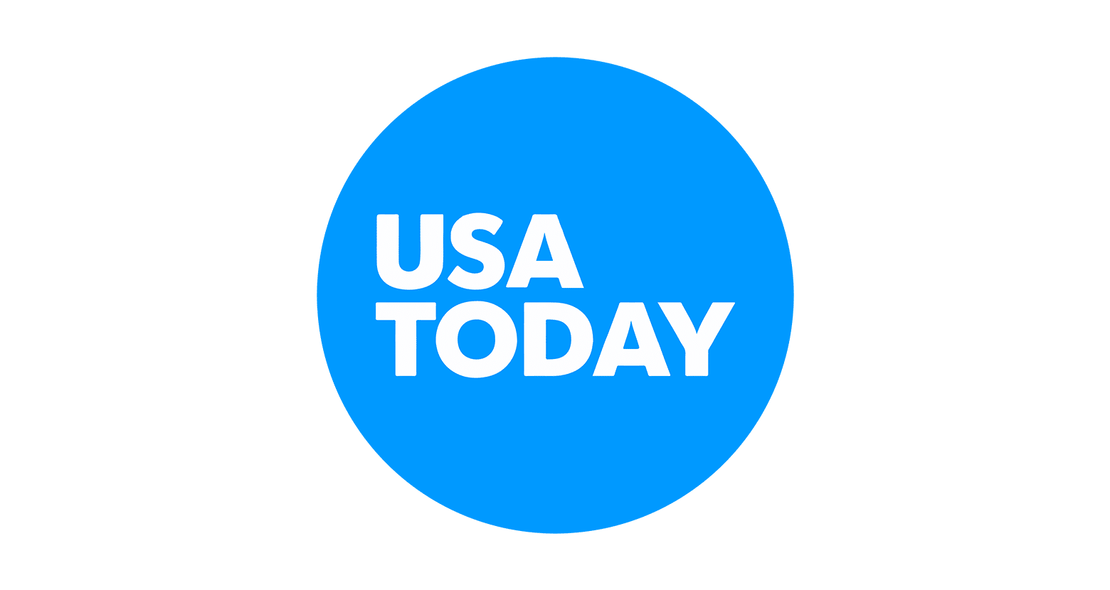 USA TODAY logo showing the publication name in bold white letters inside a solid blue circle.
