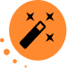 A premium plus Avatars black magic wand icon with three sparkles, set against an orange circular background.